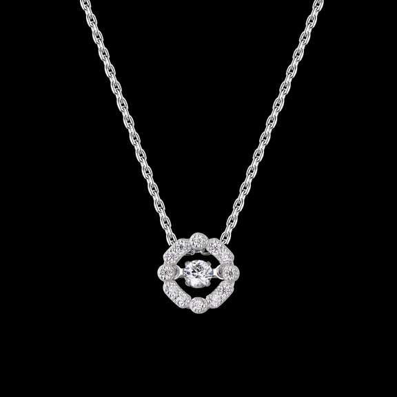 Cute platinum over 925 sterling silver with dancing stone pendant