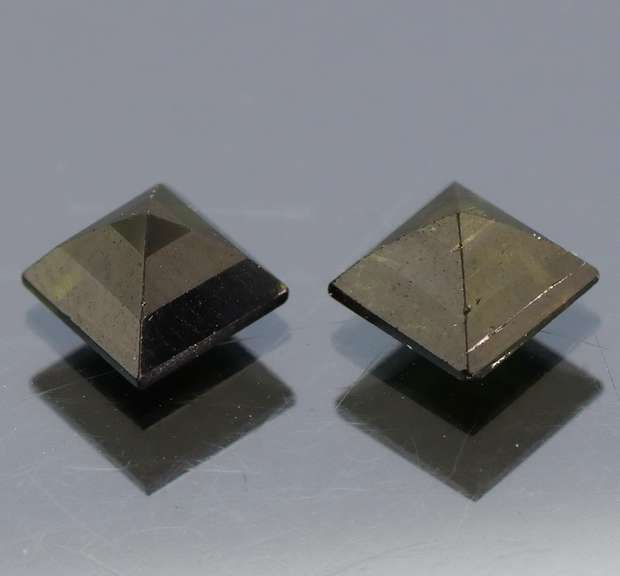 Square cut 2.22ct midnight olive green Tourmaline pair