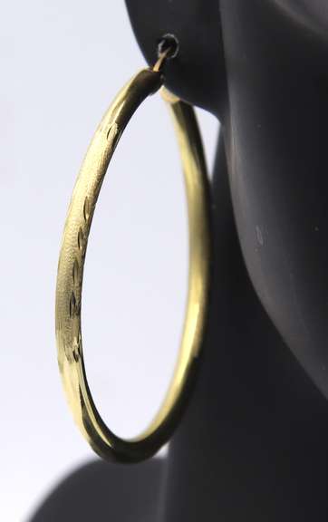 Beautiful Yellow Gold Large Satin Finish Hoop Earrings
