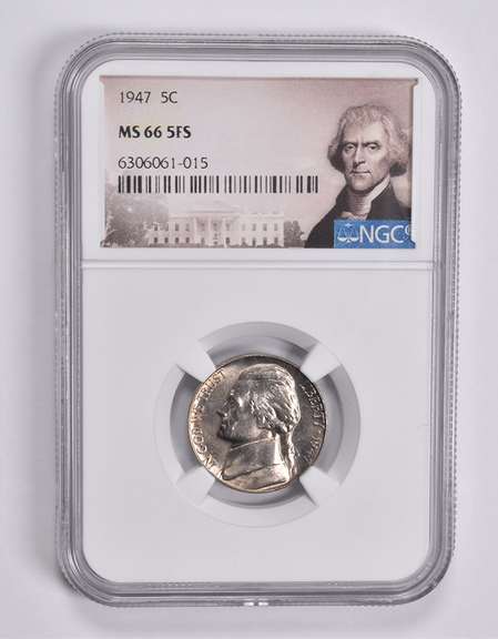 MS66 5 FS 1947 Jefferson Nickel NGC