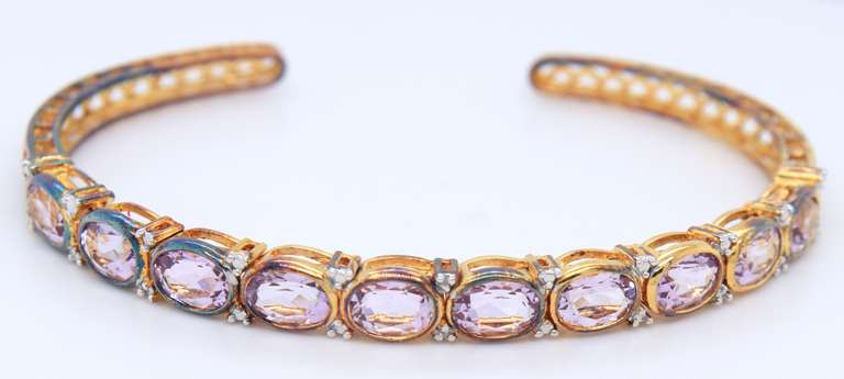 Vintage 925 Sterling Silver Cubic Zirconia Cuff Bangle