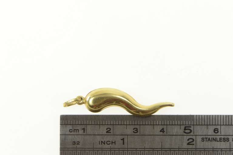 14K Yellow Gold Italian Horn Traditional Protection Charm/Pendant