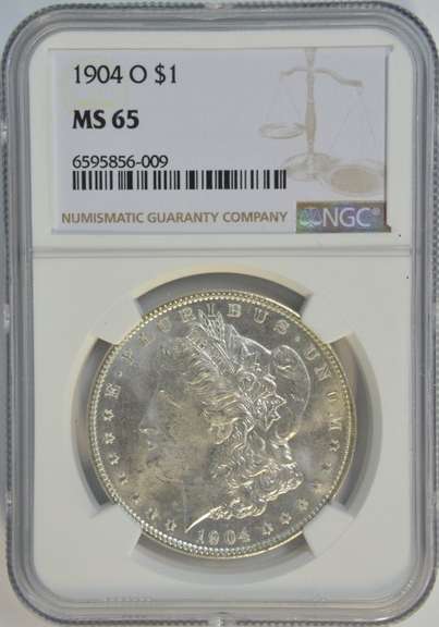Blazing-white Gem BU 1904-O Morgan Silver Dollar. NGC MS65