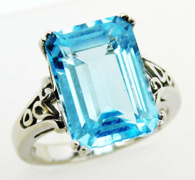 Sterling Ring with Large Blue Topaz, Size7