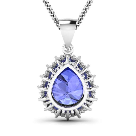 3.25 Ct Natural Tanzanite & Diamond Pendant