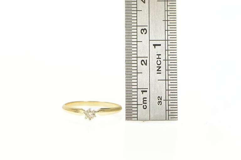 14K Yellow Gold Diamond Round Solitaire Classic Promise Ring