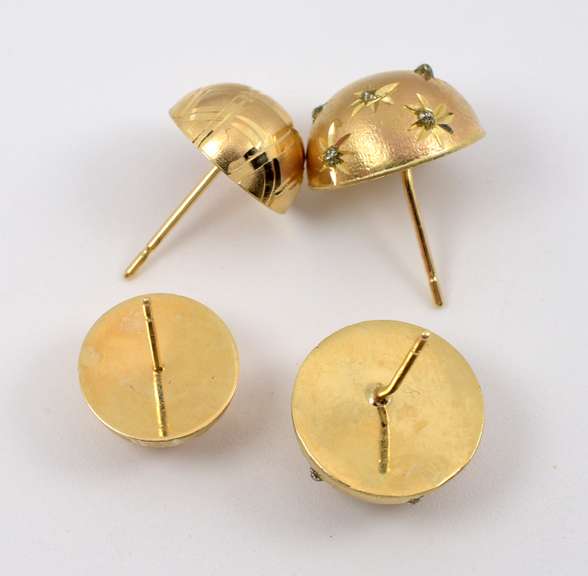 Two Pairs 14k Hemisphere Studs