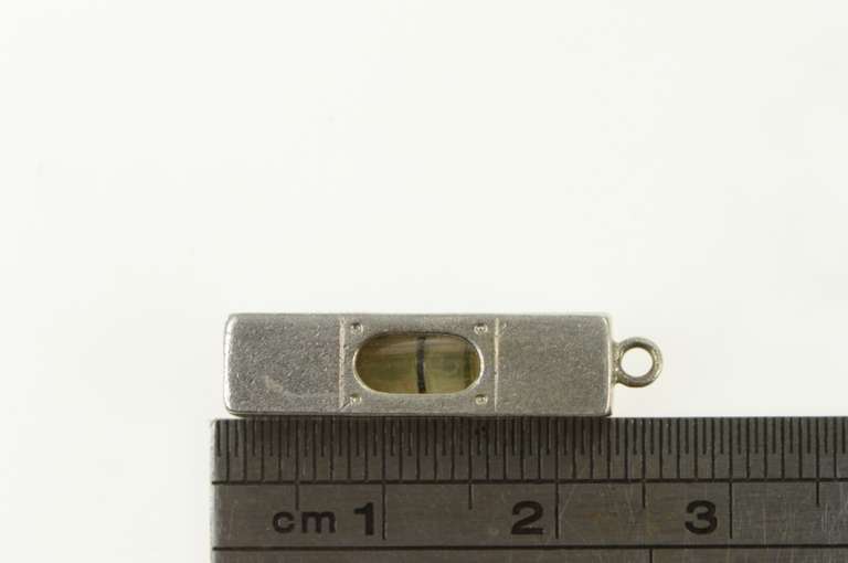 Sterling Silver 3D Level Construction Measuring Tool Charm/Pendant