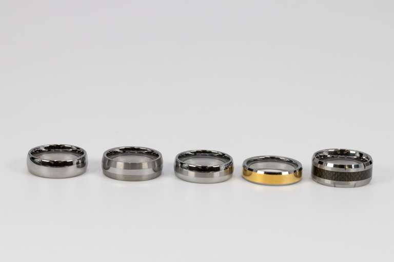 Lot of 5 Size 11.5 Tungsten Carbide Rings in Various Styles