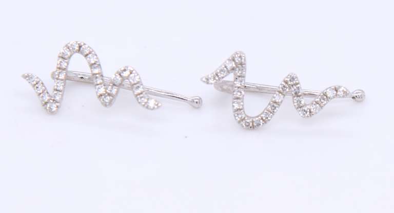 Brilliant 18kt White Gold Diamond Zig Zag Earrings