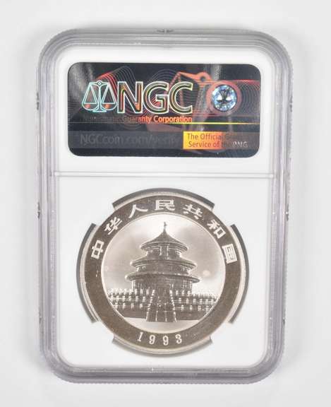 MS67 1993 China 10 Yuan Silver Coin - Panda - Small Date - Graded NGC