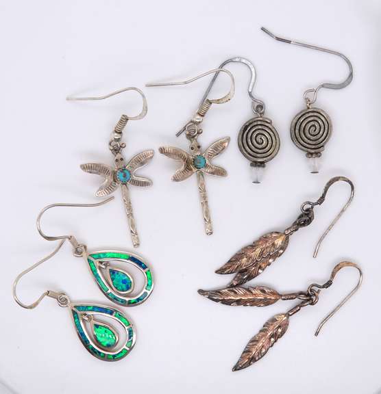 Group Lot of Vintage 925 Sterling Silver Earrings