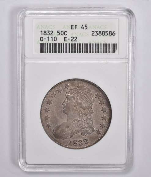 EF45 1832 Capped Bust Half Dollar O-110 E-22 ANACS
