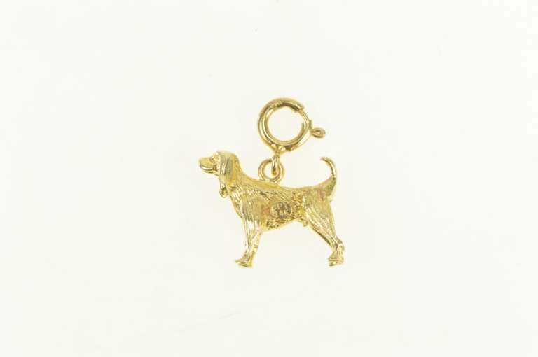 14K Yellow Gold 3D Dog Hound Puppy Pet Animal Charm/Pendant