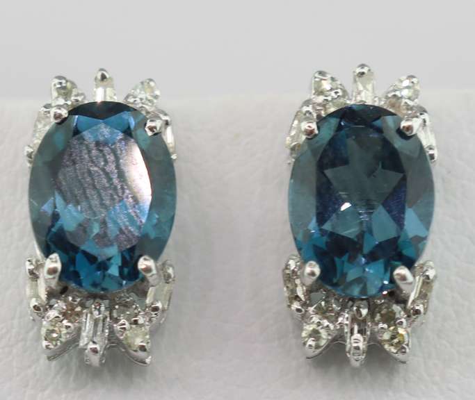14kt Gold Plated Sterling Silver & Blue Spinel Earrings