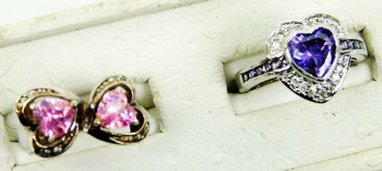 2 Sterling Silver Quartz Heart Rings