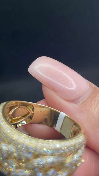 MENS 14K YELLOW GOLD DIAMOND CLUSTER INFINITY LINK RING