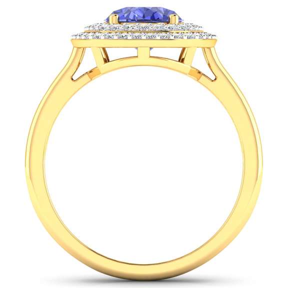 Brilliant 14 Kt Yellow Gold Tanzanite Diamond Ring
