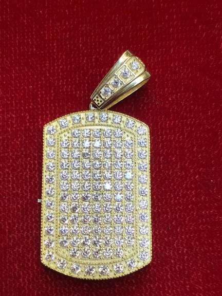 MENS STERLING WITH CRYSTALS DOG TAG- HEAVY.