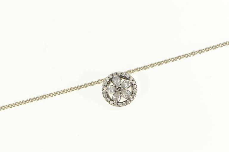 Sterling Silver Pandora Designer Sparkling Snowflake Necklace