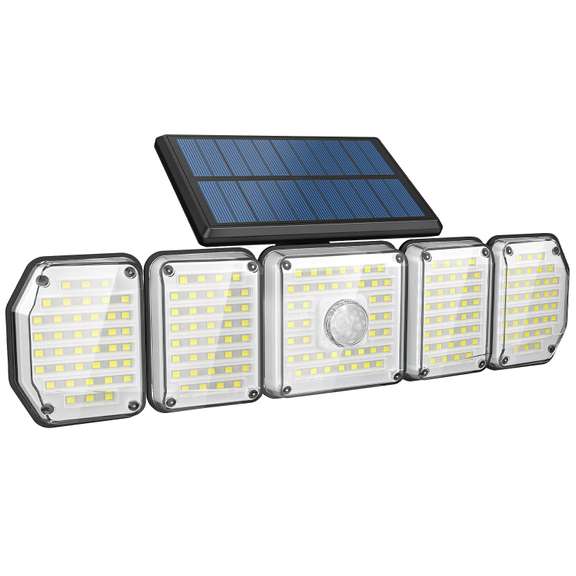 Rotatable 5 Heads 214LED Solar Sensor Wall Light