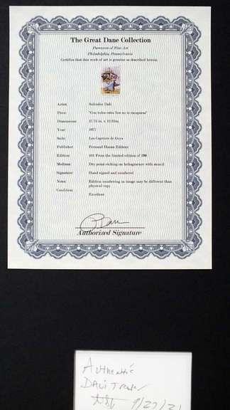 Original hand signed Dali from Goya series