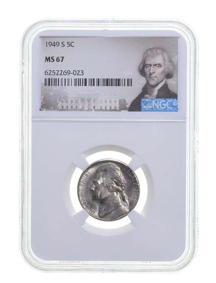 MS67 1949-S Jefferson Nickel - Graded NGC