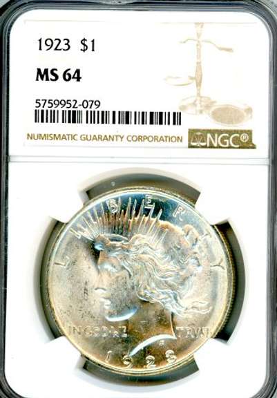 1923 Peace Silver Dollar in NGC MS64