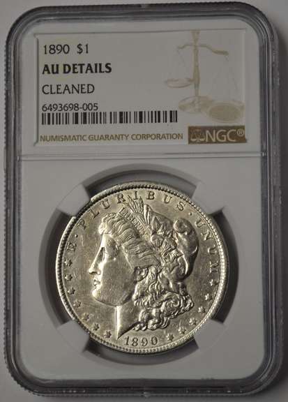 1890 Morgan Silver Dollar NGC AU Details Cleaned