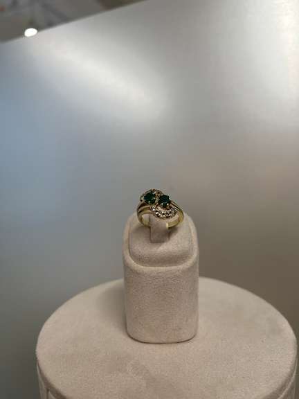 Gold Ring with Emeralds and Diamonds