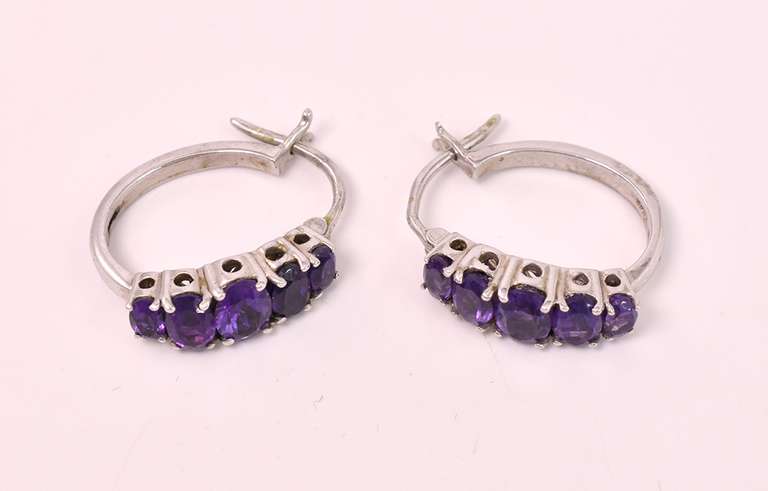 Amethyst Hoop Earrings in Sterling