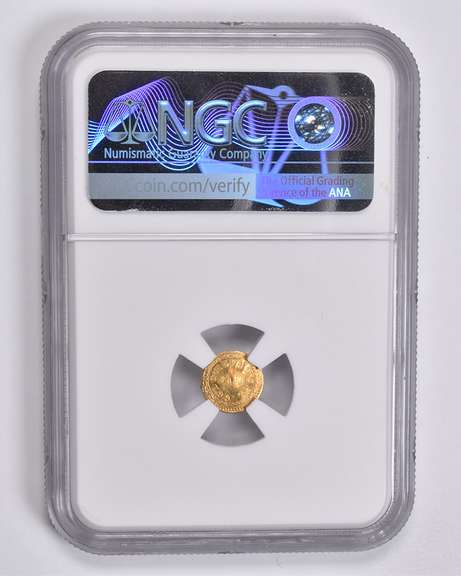1884 California Gold Charm Arms of Calif. Wreath 10.2mm Token NGC