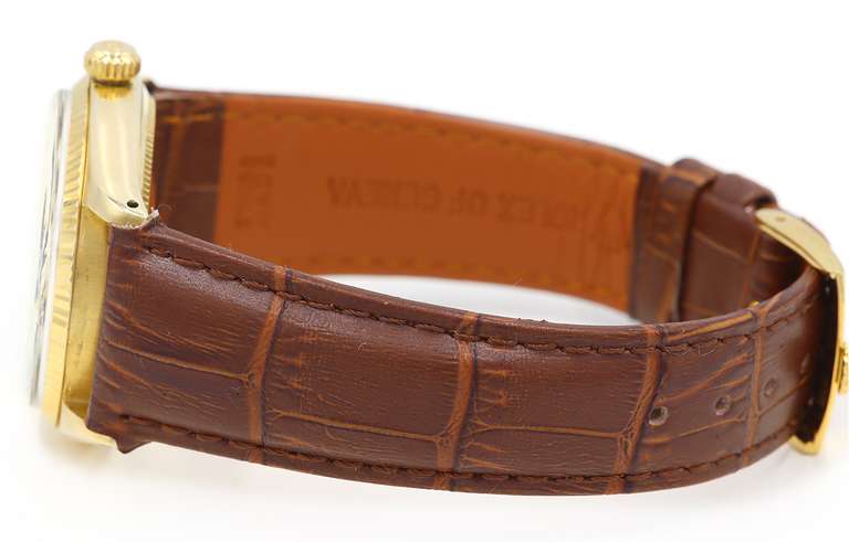 1964 Rolex Oyster Perpetual, 34mm, Rolex Leather Band, 14K Gold