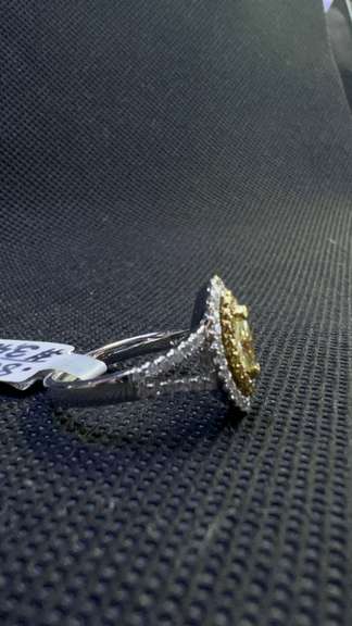 FANCY YELLOW .80 CT MARQUI DIAMOND ENGAGEMENT RING