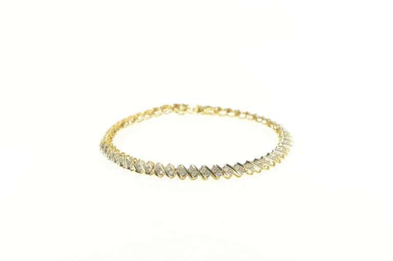 14K Yellow Gold 1.00 Ctw Diamond Zig Zag Vintage Tennis Bracelet