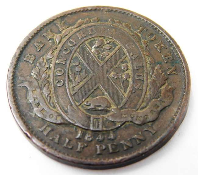 Rare 1844 Bank of Montreal 1/2 Penny Bank Token