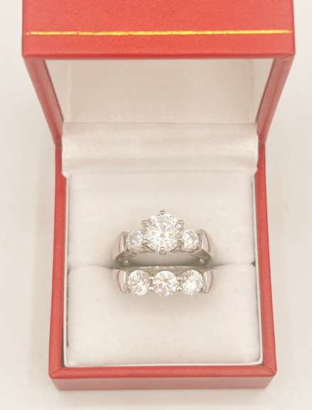 Beautiful White Sapphire 2-Piece Wedding Set- Ring and Band! 5.5+ CTW