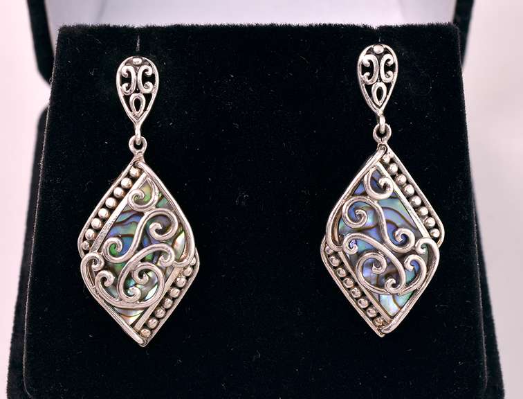 Amazing Abalone Sterling Silver Dangle Earrings