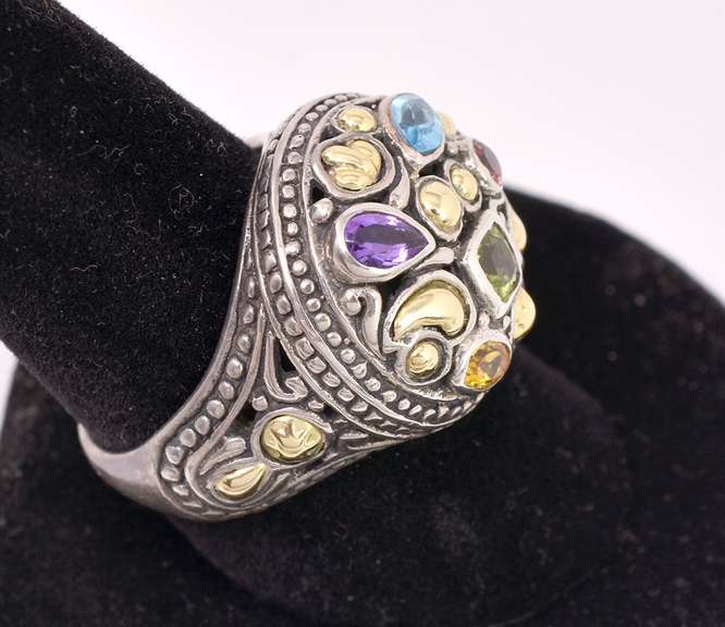 Multi-gem Sterling Silver Ring