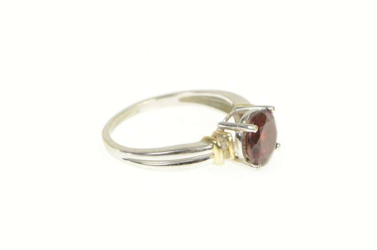 10K White Gold 2.50 Ct Round Garnet Solitaire Two Tone Ring