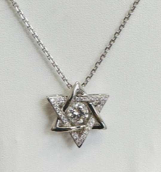 Jewish star of david Solid Sterling Silver dancing Stone pendant