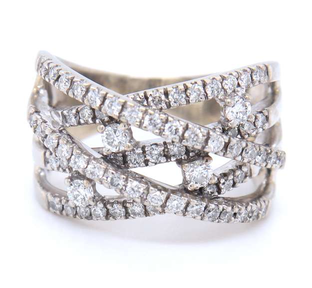 Attractive White Gold Diamond Crossover Band