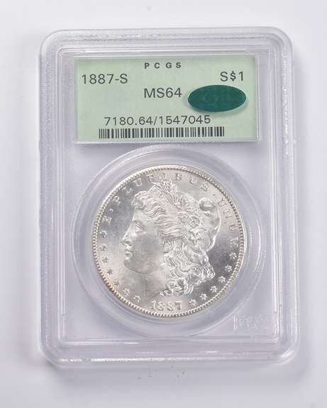 MS64 1887-S Morgan Silver Dollar CAC PCGS