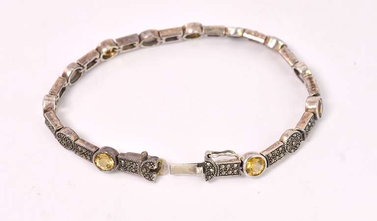 Sterling Bracelet With Citrines