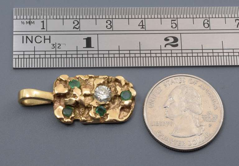Lovely Nugget Pendant with Diamond & Emeralds