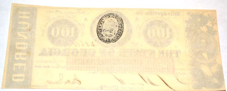 Rich Unc $100 State of Georgia Feb 1 1863  Note