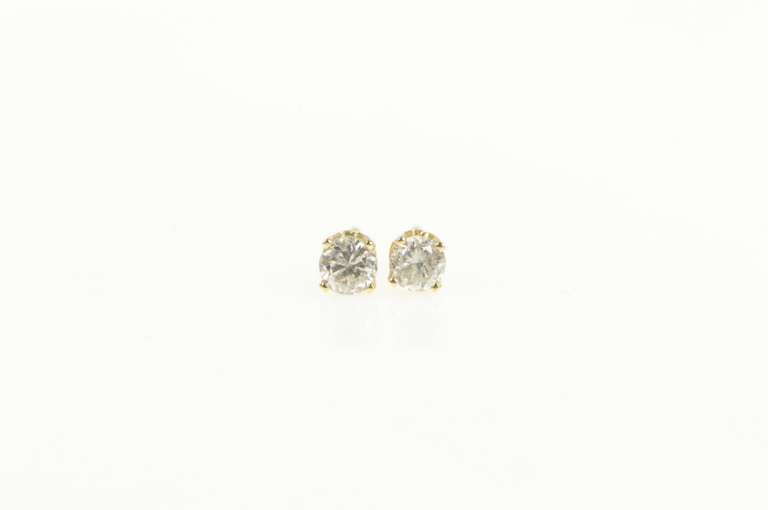 14K Yellow Gold 0.30 Ctw Diamond Solitaire Classic Stud Earrings
