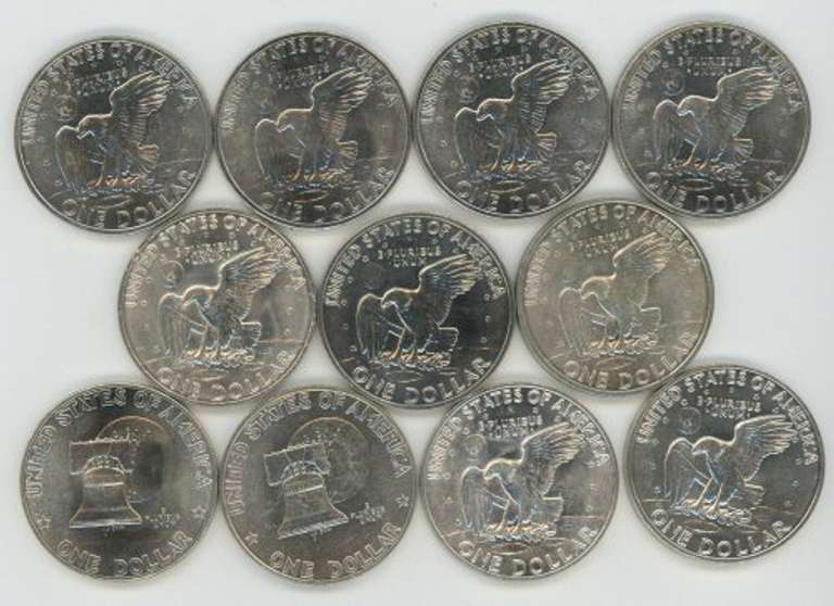 11 Assorted BU Silver Eisenhower Dollars1971-1976