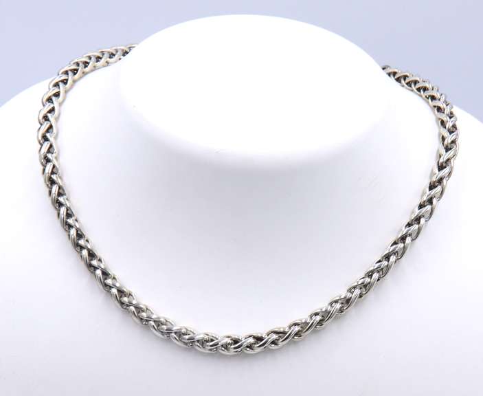 Trendy David Yurman Wheat Chain Necklace with Yellow Gold Accents