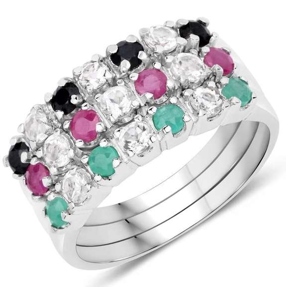 Incredible Natural Emerald Ruby & Sapphire Ring
